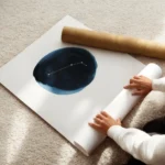 affiche belier constellation du belier sur cercle bleu aquarelle et texte dore enroule.webp