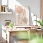 affiche bobo avec arches marron et cercles beiges typographie moderne et tons ch bureau.webp