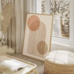 affiche bobo avec arches marron et cercles beiges typographie moderne et tons ch salon beige.webp