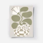 affiche bold flower une fleur blanche stylisee avec des feuilles vertes dans un .webp