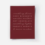affiche bordeaux avec typographie blanche liste de mots sur lhiver cocooning et .webp