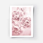 affiche botanique avec des fleurs roses en pleine floraison creant un motif deli.webp