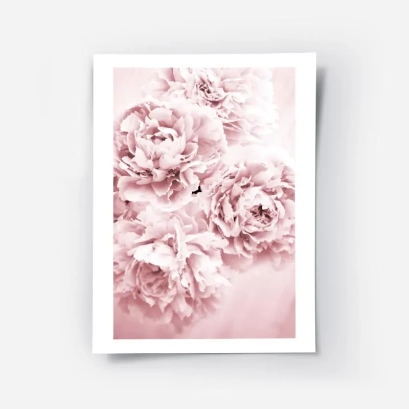 affiche botanique avec des fleurs roses en pleine floraison creant un motif deli.webp