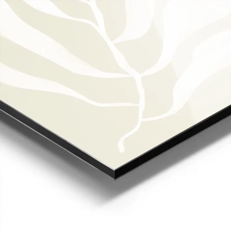 affiche botanique avec illustration dune plante blanche et de feuilles sur fond aluminium.webp