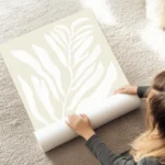 affiche botanique avec illustration dune plante blanche et de feuilles sur fond au sol.webp