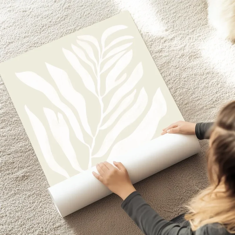 affiche botanique avec illustration dune plante blanche et de feuilles sur fond au sol.webp