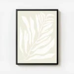 affiche botanique avec illustration dune plante blanche et de feuilles sur fond avec cadre.webp