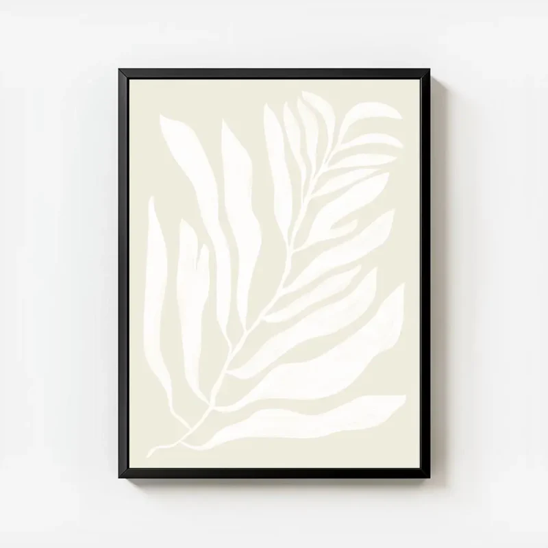 affiche botanique avec illustration dune plante blanche et de feuilles sur fond avec cadre.webp