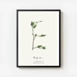 affiche botanique avec la lettre e formee par des branches et feuilles vertes ty avec cadre.webp