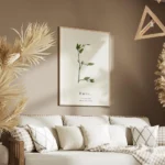 affiche botanique avec la lettre e formee par des branches et feuilles vertes ty salon.webp