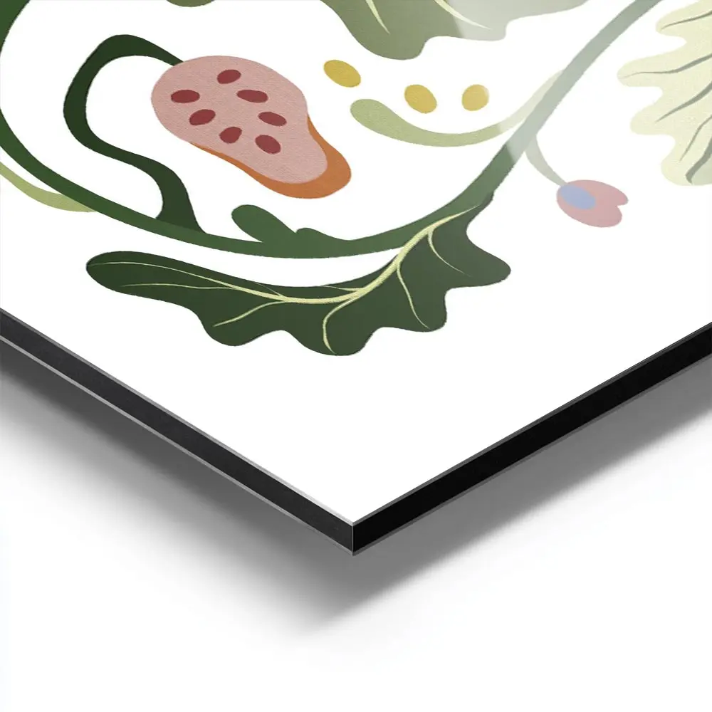 affiche botanique avec une illustration de motifs floraux multicolores et de typ aluminium.webp