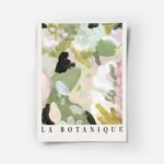 affiche botanique avec une peinture impressionniste de plantes vertes et roses e.webp