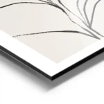 affiche botanique avec une plante minimaliste aux feuilles abstraites dessinees aluminium.webp