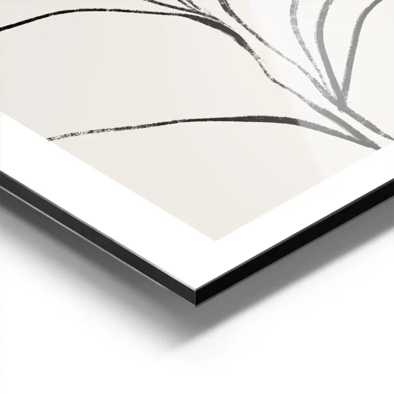 affiche botanique avec une plante minimaliste aux feuilles abstraites dessinees aluminium.webp