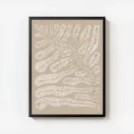 affiche botanique creme representant des feuilles beiges claires avec des nervur avec cadre.webp