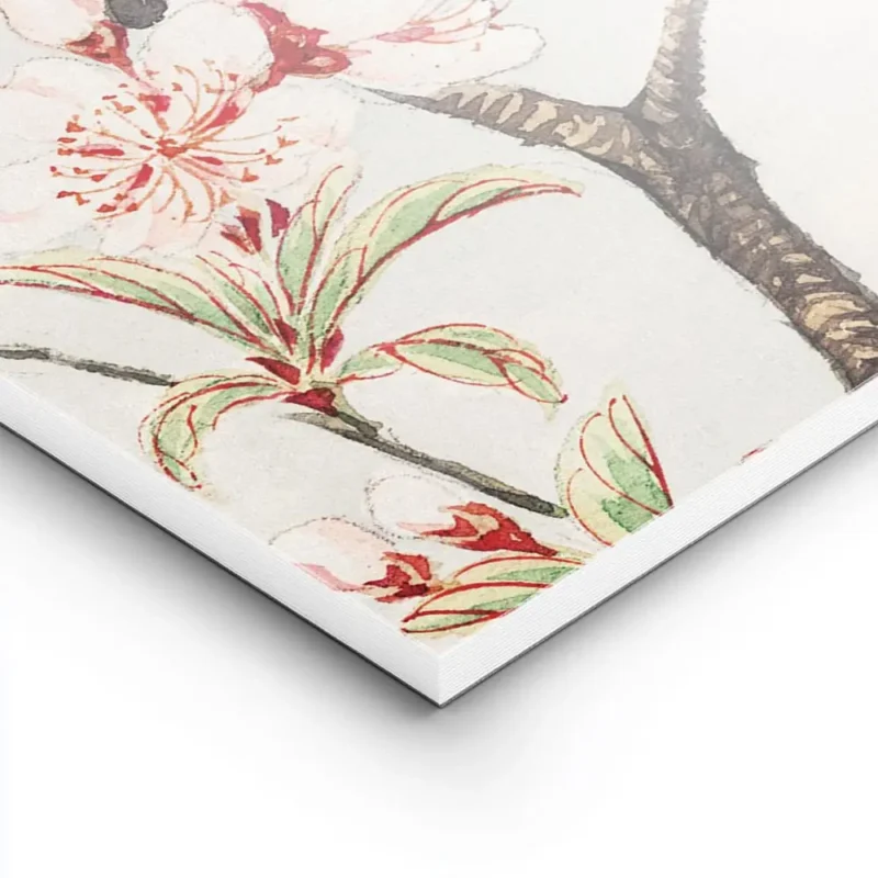 affiche botanique dun cerisier japonais branches marron et fleurs roses sur fond lightpanel.webp