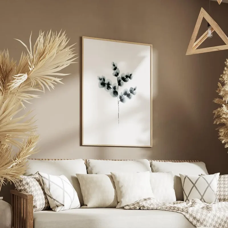 affiche botanique dun plant de coton bleu peinture a laquarelle sur fond blanc salon.webp