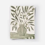 affiche botanique dun vase vert olive raye avec des branches dolivier et leurs f.webp