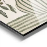 affiche botanique dun vase vert olive raye avec des branches dolivier et leurs f aluminium.webp