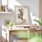 affiche botanique dune branche aux feuilles marron sur fond beige avec texte noi bureau.webp