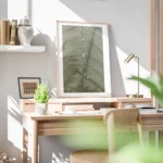 affiche botanique dune feuille verte avec des gouttes de rosee detaillees textur bureau.webp