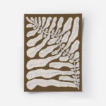 affiche botanique dune plante aux feuilles legeres et branches sur fond brun.webp