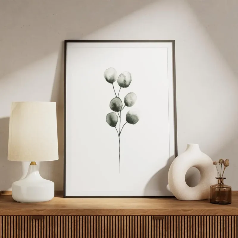 affiche botanique eucalyptus plant typographie a laquarelle de feuilles deucalyp meuble.webp