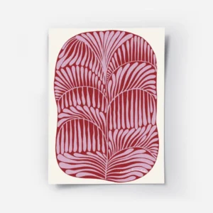 affiche botanique moderne de laura grondahl motif floral rose et rouge sur fond .webp