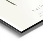 affiche botanique personnalisee avec illustration dune plante formant la lettre aluminium.webp