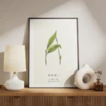 affiche botanique personnalisee avec illustration dune plante formant la lettre meuble.webp