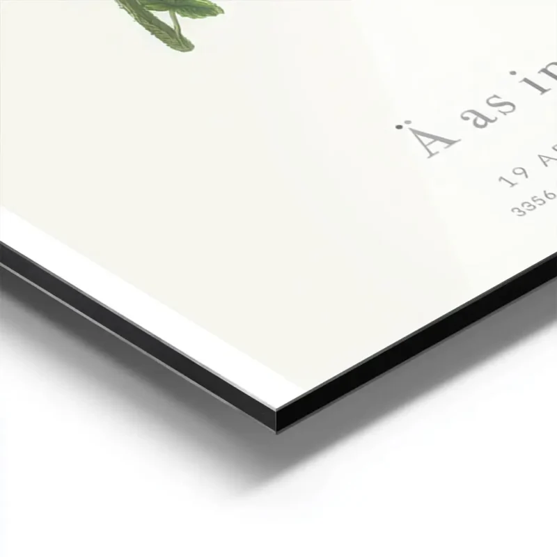 affiche botanique personnalisee avec la lettre a formee par des fleurs et du tex aluminium.webp