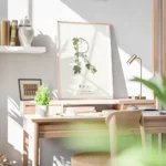 affiche botanique personnalisee avec la lettre r formee de feuilles vertes et de bureau.webp