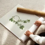 affiche botanique personnalisee avec la lettre r formee de feuilles vertes et de enroule.webp