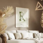 affiche botanique personnalisee avec la lettre r formee de feuilles vertes et de salon.webp