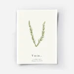affiche botanique personnalisee avec la lettre v formee de feuilles vertes et du.webp