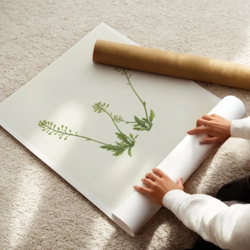 affiche botanique personnalisee avec la lettre w formee par des fleurs vertes et enroule.webp