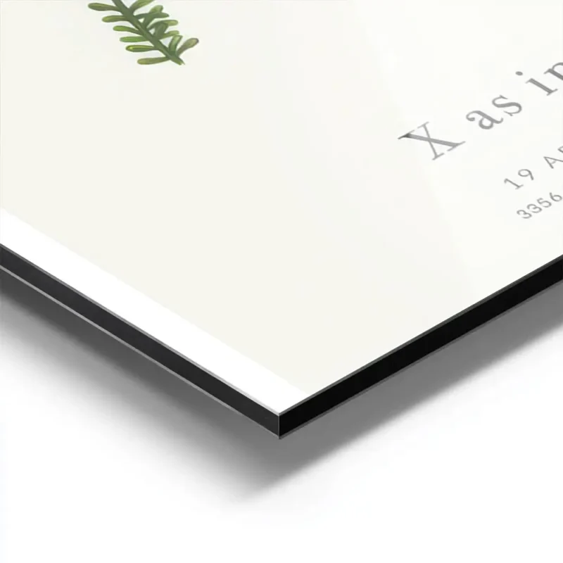 affiche botanique personnalisee avec la lettre x formee par des feuilles vertes aluminium.webp