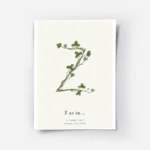 affiche botanique personnalisee avec la lettre z formee par une plante et du tex.webp