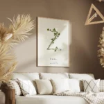 affiche botanique personnalisee avec la lettre z formee par une plante et du tex salon.webp