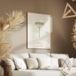 affiche botanique personnalisee avec une fleur blanche ressemblant a la lettre t salon.webp