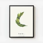 affiche botanique personnalisee avec une lettre c formee de feuilles vertes et d avec cadre.webp