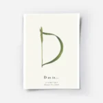 affiche botanique personnalisee avec une plante verte formant la lettre d et du .webp