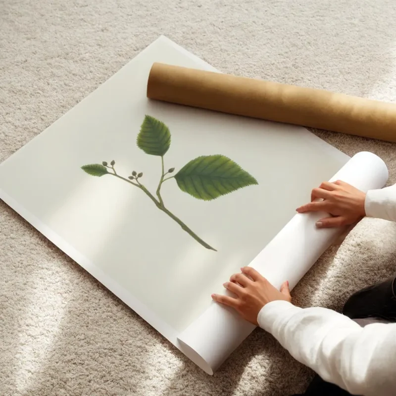 affiche botanique personnalisee avec une typographie k formee par des feuilles v enroule.webp