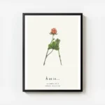 affiche botanique personnalisee lettre a formee par des feuilles et une baie sur avec cadre.webp