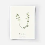 affiche botanique personnalisee lettre u formee par des feuilles vertes avec typ.webp