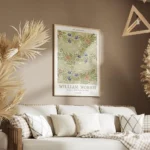 affiche botanique vintage de william morris motif floral avec des fleurs bleues salon.webp