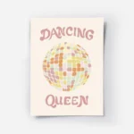 affiche boule disco retro coloree aux couleurs pastel avec typographie dancing q.webp