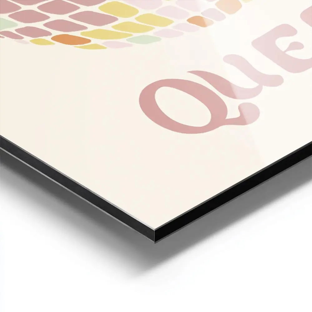 affiche boule disco retro coloree aux couleurs pastel avec typographie dancing q aluminium.webp