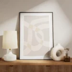 affiche calm abstract no2 formes abstraites grises et beiges typographie moderne meuble.webp