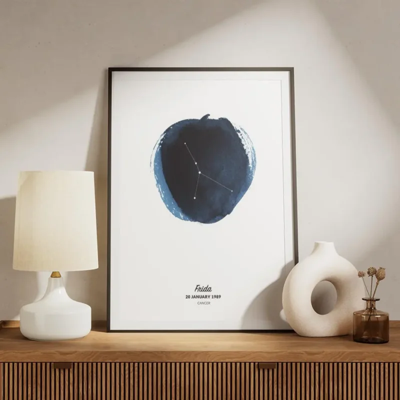 affiche cancer avec typographie personnalisee illustration du signe astrologique meuble.webp